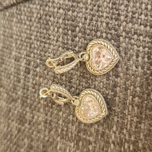 Judith ripka stirling silver pink heart earrings